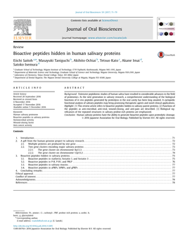 Bioactive Peptides Hidden in Human Salivary Proteins