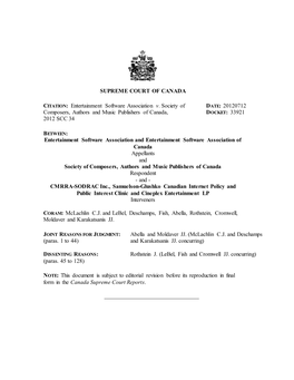 Supreme Court of Canada Citation