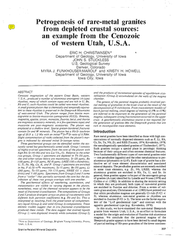 Petrogenesis of Rare-Metal Granites from Depleted Crustal Sources: an Example from the Cenozoic of Western Utah, U.S.A