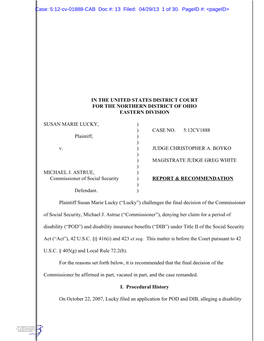 Case: 5:12-Cv-01888-CAB Doc #: 13 Filed: 04/29/13 1 of 30. Pageid