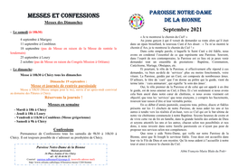 MESSES Et CONFESSIONS PAROISSE NOTRE-DAME