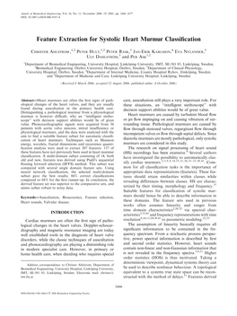 Feature Extraction for Systolic Heart Murmur Classification