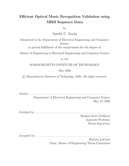 Efficient Optical Music Recognition Validation Using MIDI Sequence Data by Janelle C