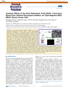 Cytotoxic Effects of Jay Amin Hydroxamic Acid