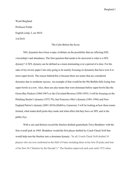 Berglund 1 Wyatt Berglund Professor Fields English Comp. I, Sec 0010 3/4