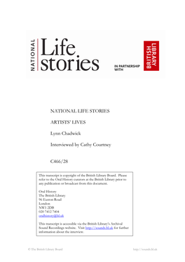 NATIONAL LIFE STORIES ARTISTS' LIVES Lynn Chadwick