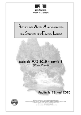 RECUEIL DE MAI 2015 – Partie 1 (Du 1 Er Au 15 Mai)