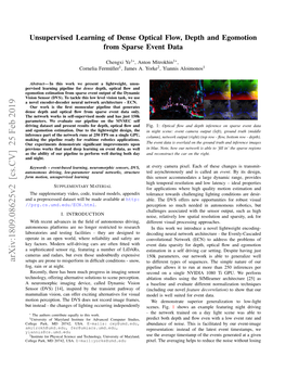 Unsupervised Learning of Dense Optical Flow, Depth and Egomotion from Sparse Event Data