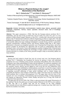 Biomimetics of the Rainforest Ille C. Gebeshuber1,2,3,A and Mark O