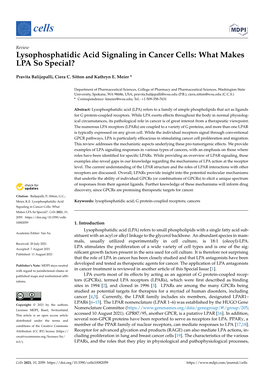 Lysophosphatidic Acid Signaling in Cancer Cells: What Makes LPA So Special?