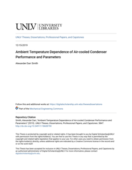 Ambient Temperature Dependence of Air-Cooled Condenser Performance and Parameters