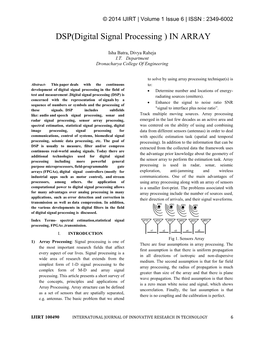 DSP(Digital Signal Processing ) in ARRAY