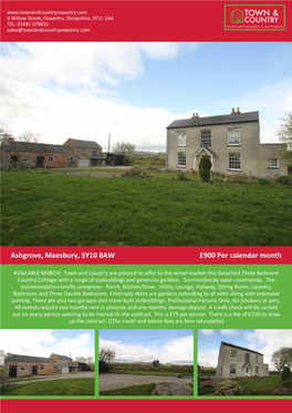 Ashgrove, Maesbury, SY10 8AW £900 Per Calendar Month