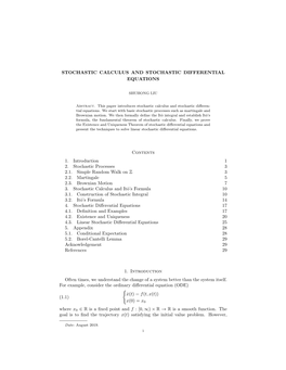 Stochastic Calculus and Stochastic Differential Equations