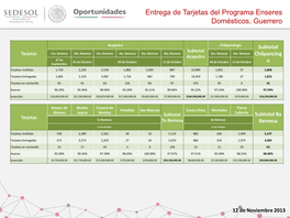 Entrega De Tarjetas Del Programa Enseres Domésticos, Guerrero