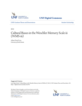 WMS-Iii) Adam David Less University of North Florida