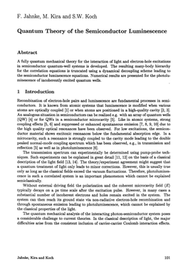 Quantum Theory of the Semiconductor Luminescence