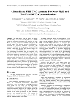 A Broadband UHF TAG Antenna for Near-Field and Far-Field RFID Communications