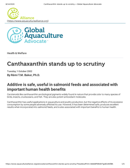 Canthaxanthin Stands up to Scrutiny « Global Aquaculture Advocate