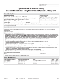 Connecticut Individual and Family Plan Enrollment Application / Change Form