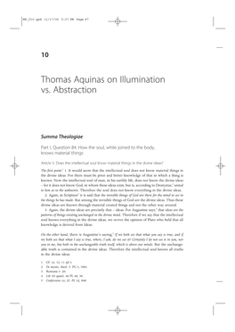 Thomas Aquinas on Illumination Vs. Abstraction