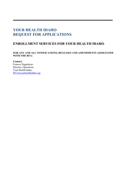 Your Health Idaho Request for Applications