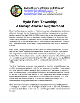Hyde Park Township; Chicago Annexed Neighborhood