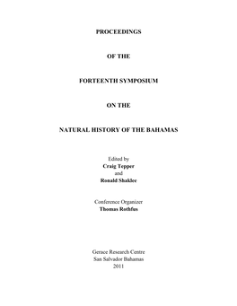 Proceedings of the Forteenth Symposium on the Natural History of the Bahamas