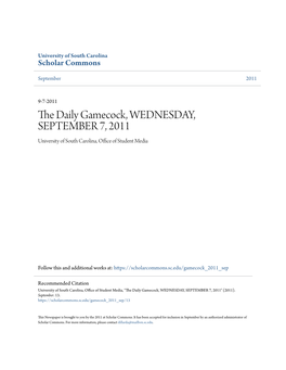 The Daily Gamecock, WEDNESDAY, SEPTEMBER 7, 2011