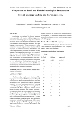 Comparison on Tamil and Sinhala Phonological Structure for Second