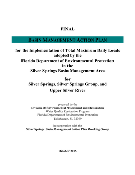 Silver Springs Basin Management Action Plan Working Group