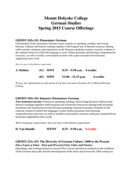 GRMST Spring 2015 Courses