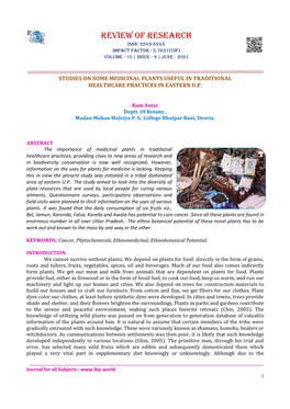 Review of Research Journal:International Monthly