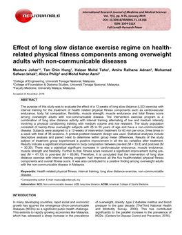 Effect of Long Slow Distance Exercise Regime on Health- Related Physical Fitness Components Among Overweight Adults with Non-Communicable Diseases
