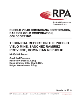 Pueblo Viejo Technical Report