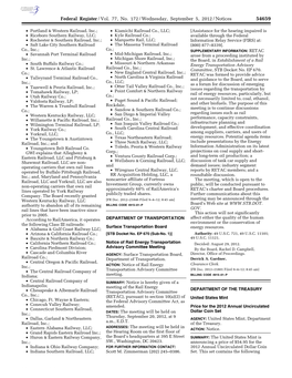 Federal Register/Vol. 77, No. 172/Wednesday, September 5, 2012/Notices