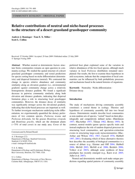 Relative Contributions of Neutral and Niche-Based Processes to the Structure of a Desert Grassland Grasshopper Community