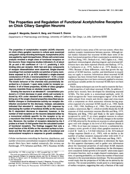 The Properties and Regulation of Functional Acetylcholine Receptors on Chick Ciliary Ganglion Neurons