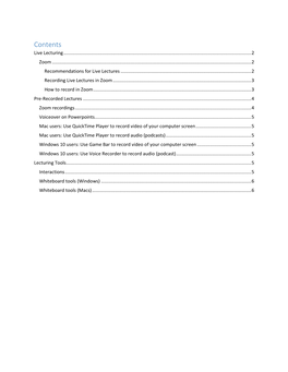 Contents Live Lecturing