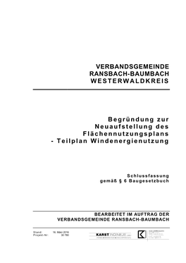 Teilplan Wi VERBANDSGEMEINDE RANSBACH-BAUMBACH