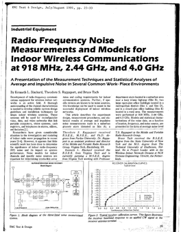 Radio Frequency Noise Measurements and Models for Indoor Wireless Communications at 918 Mhz, 2.44 Ghz, and ,4.0 Ghz