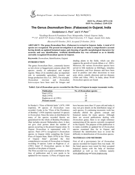 The Genus Desmodium Desv. (Fabaceae) in Gujarat, India Sandipkumar L