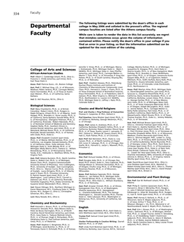 Departmental Faculty