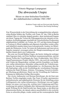 Die Abwesende Utopie Skizze Zu Einer Kritischen Geschichte Der Städtebaulichen Leitbilder 1965-19851