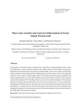 Mass Water Transfer and Water-Level Fluctuations in Farur Island, Persian Gulf
