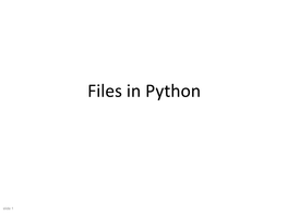 Working with Files in Python