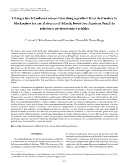 Changes in Ichthyofauna Composition Along a Gradient from Clearwaters to Blackwaters in Coastal Streams of Atlantic Forest