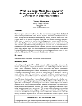 An Argument for Non-Formalist Level Generation in Super Mario Bros