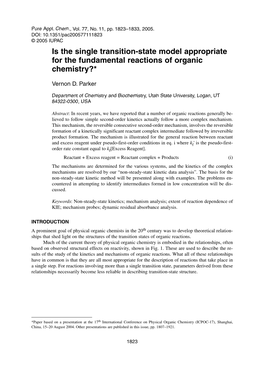Is the Single Transition-State Model Appropriate for the Fundamental Reactions of Organic Chemistry?*