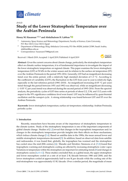 Study of the Lower Stratospheric Temperature Over the Arabian Peninsula